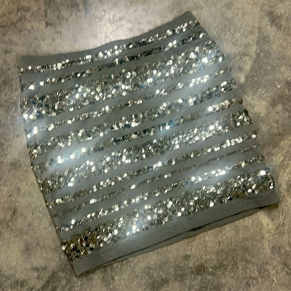 Medium pencil skirt mini skirt sequins gray